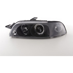 Φανάρια εμπρός Fiat Punto (1993-1999) angel eyes - μαύρα , με λάμπες (Η1) - σετ 2τμχ