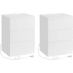 VASAGLE Κομοδίνο 40x35x59cm με Πρίζα και USB Θύρες σε Λευκό Χρώμα LET831W14V1