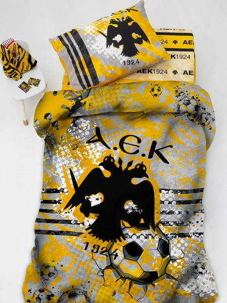 Σετ Παπλωματοθήκη Μονή aek 170x250 Aek8