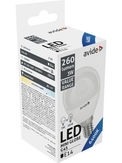 Avide LED Σφαιρική 3W E14 Ψυχρό 6400K Value