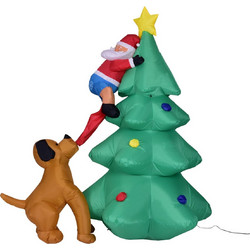 VenCore 8979-10004 - Santa Claus With Dog and Tree 1.8m - Χριστουγεννιάτικη Φιγούρα Φουσκωτή Αγιου Βασίλη με Σκύλο και Δεντρο Εξωτερικού Χώρου 1.8m Ύψ