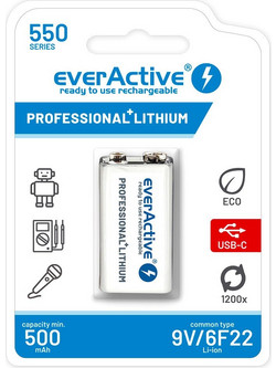 everActive Professional Lithium 9V 550mAh 1τμχ