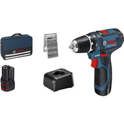 Bosch GSR 12V-15 Professional Cordless 060186810H Δραπανοκατσάβιδο Μπαταρίας 12V 2x2Ah