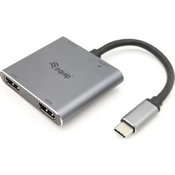 Equip 133484 Μετατροπέας USB-C male σε HDMI 2x female Ασημί