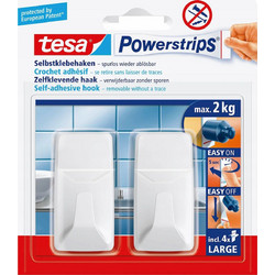 Tesa 58272-00000-20 Κρεμαστράκια με Αυτοκόλλητο Ξύλινα Λευκά 2τμχ
