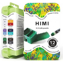 HIMI Twin Jelly Cup Gouache Σετ 12 Τέμπερες - Nature Landscape Χρώματα | TST227