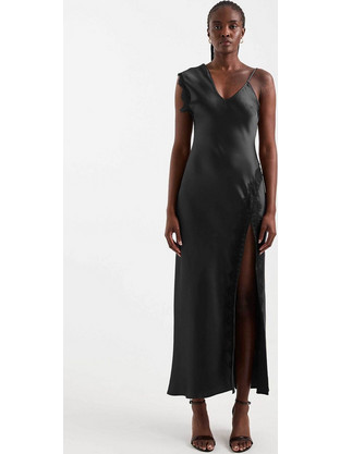 Topshop Clari Midi Φόρεμα Σατέν Μαύρο 31002212
