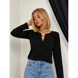 Γυναικεία μπλούζα KINZI σε μαύρο χρώμα, One Size σε regular fit γραμμή. - Μαύρο