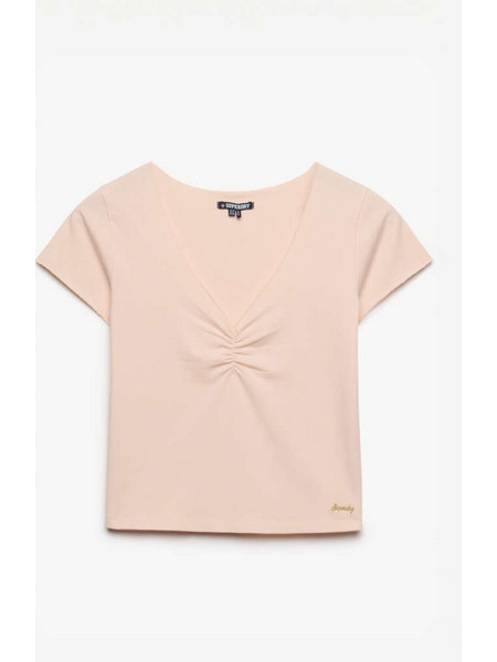 T-Shirt 'Gathered V-Neck' SUPERDRY