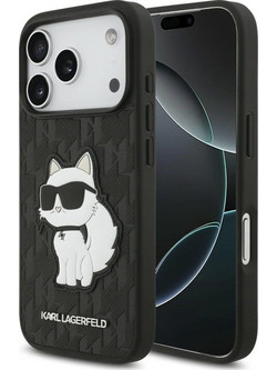 Karl Lagerfeld Saffiano Mono Patch Choupette Back Cover Black (iPhone 18 Pro / 17 Pro)
