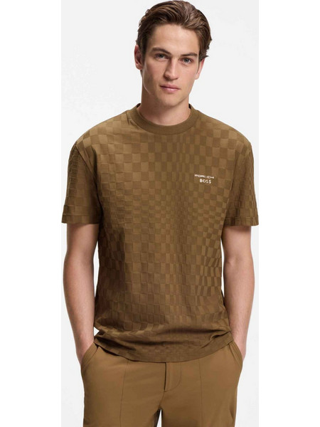 Boss X Porsche T-Shirt TS_PS Icons70 Jacq relaxed fit καφέ βαμβακερό