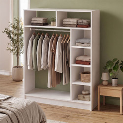 Ντουλάπα ρούχων ανοιχτή - Έπιπλο εισόδου Dual Megapap χρώμα λευκό 120x40,3x150εκ