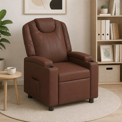 vidaXL Πολυθρόνα Relax Ανακλινόμενη Υφασμάτινη Καφέ 42051141