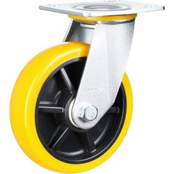 Ρόδα Cresman yellow pu 100mm 250kg ρόδα (141mm συνολίκό μέγεθος) (πλάτος 400mm) περιστρεφόμενη