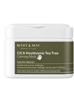 Mary & May Cica Houttuynia Tea Tree Calming Sheet Μάσκα Προσώπου για Ενυδάτωση & Καταπράυνση με Υαλουρονικό 30τμχ