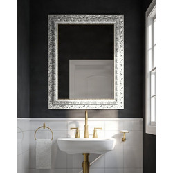 Project Mirrors Wood Antique Ορθογώνιος Καθρέπτης Μπάνιου Ξύλινος Ασήμι 80x100cm