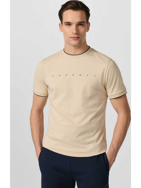 Hackett ανδρικό T-shirt με λογότυπο Classic Fit - HM5000125 Μπεζ