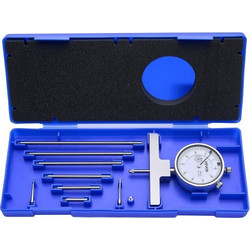 VEVOR Depth Gauge, Depth Micrometer 0-22 in Measuring Range, 0.001 in Resolution, with 4 Anvils & 6 Standard Rods, Precision Easy to Read Mechanical Tool for Measuring Groove, Step, Hole