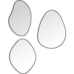 Καθρέπτες Τοίχου Viola (Σετ 3Τμχ) 2910102 22x28/20x25/17x25cm Black Mirrors & More Μέταλλο
