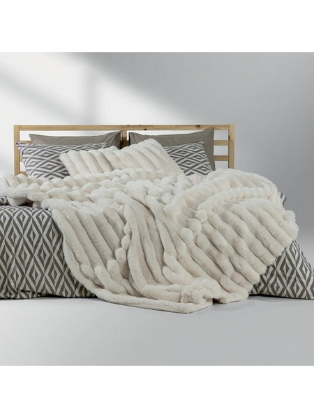 Κουβέρτα Fleece Υπέρδιπλη Γούνα Natt Υπόλευκο Lino Home Λευκό 220x240