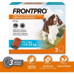 FRONTPRO Flea and tick tablets for dog (10-25 kg) - 3x 68mg 612473