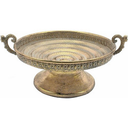 Tray w/handles embossed ant.gold 41,5cm