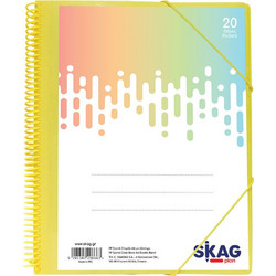 Skag Ντοσιέ Σπιράλ Με Λάστιχο Α4 Με 20 Διαφάνειες Pastel Κίτρινο