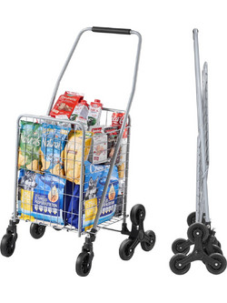 VEVOR Καρότσι Αγορών, Καρότσι Αγορών 45L για Ανέβασμα Σκάλας με Περιστρεφόμενους Τροχούς 360 Καρότσι Μεταφοράς για Σκάλες με Τριπλούς Τροχούς, Αναδιπλούμενο και Ελαφρύ για Πλύσιμο Ρούχων και Ταξίδια,