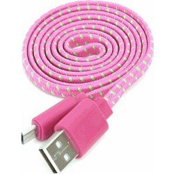 OMEGA καλώδιο FLAT USB 2.0V - Micro B USB 2.0V - 1M - PINK & GREEN OUFBFCP