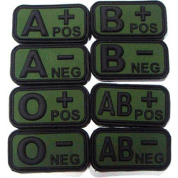 PVC 3D Blood Type Patch w/ Velcro - Black / OD