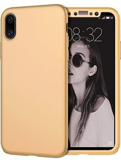 360 Full Body Protection Hard Cover Θήκη με Προστατευτικό Οθόνης (Tempered Glass) για iPhone X - Χρυσή