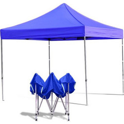 Gazebo Πτυσσόμενο Κιόσκι Τέντα Partytent με Μεταλλικό σκελετό Τετράγωνο Αδιάβροχο σε Μπλε Χρώμα, 3x3x3.2 μέτρα - Cb