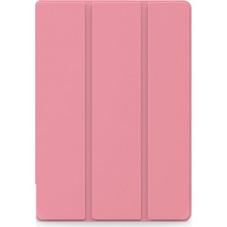 HuaWei MediaPad T2 10.0" Pro -Δερμάτινη Θήκη Βιβλίο Tri-Fold Ροζ με Βάση Στήριξης και πίσω καλύμμα σιλικόνης διάφανο (oem)