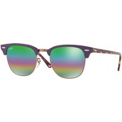 Ray-Ban RB3016 1221/C3 Ανδρικά Γυαλιά Ηλίου Τετράγωνα Κοκάλινα Μωβ με Πολύχρωμο Καθρέπτη Φακό