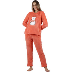 Admas Σετ Γυναικείες Πιτζάμες Χειμωνιάτικες Fleece Πορτοκαλί 56165
