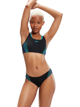 Speedo Placement Αθλητικό Γυναικείο Μαγιό Bikini Set Μαύρο 8003060-14835