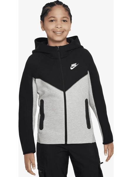 Nike Παιδική Ζακέτα Φούτερ με Κουκούλα και Φερμουάρ Μαύρη Λευκή FD3285-064