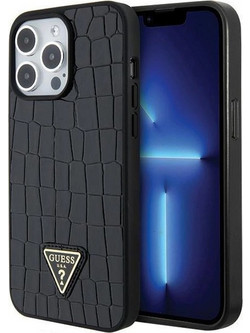 Guess Croco Triangle Logo Collection Back Cover Black (iPhone 15 Pro Max)