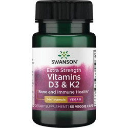 Swanson Extra Strength Vitamins D3 & K2 60 Κάψουλες