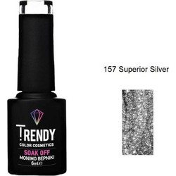 Trendy Soak Off 157 Superior Silver Glitter Ημιμόνιμο Βερνίκι Νυχιών 6ml