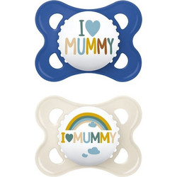 Mam I Love Mummy & Daddy Ανατομική Ορθοδοντική Πιπίλα Σιλικόνης 2-6m Μπεζ Μπλε