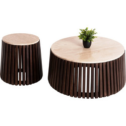 HomeMarkt Krest Τραπεζάκια Σαλονιού Στρογγυλά Ξύλινα 2τμχ Φ90xΥ40.5cm HM11958