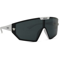 Versace VE4461 314/8747 Ανδρικά Γυαλιά Ηλίου Μάσκα Κοκάλινα Λευκό Μαύρο με Μαύρο Polarized Φακό