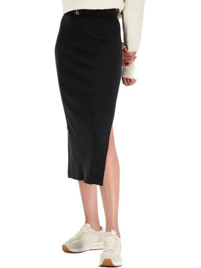 Calvin Klein Μίντι Φούστα Υφασμάτινη Ψηλόμεση Pencil Μαύρη J20J223606-BEH