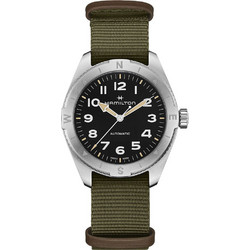 Hamilton Khaki Field Ανδρικό Ρολόι Αυτόματο με Χακί Υφασμάτινο Λουράκι H70315931