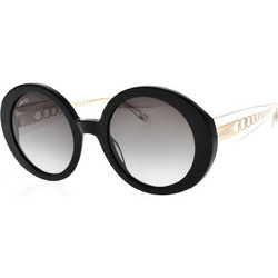 Lancel LA91020 C01 Γυναικεία Γυαλιά Ηλίου Στρογγυλά Κοκάλινα Διαφανές Μαύρο με Μαύρο Polarized Φακό