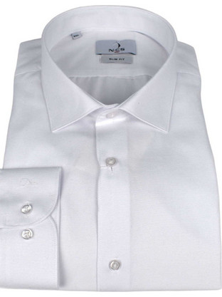 NCS Ανδρικό Πουκάμισο Βαμβακερό Μακρυμάνικο Slim Fit Λευκό N223-0605