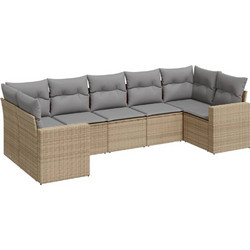 vidaXL Σετ Σαλόνι Κήπου Rattan 7τμχ Μπεζ 3219379