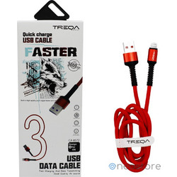 Treqa Braided USB-A to Lightning Cable 3m Red CA-8572-R