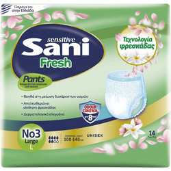 Sani Sensitive Fresh No3 Large Πάνες Βρακάκι Ακράτειας 6 Σταγόνες 14τμχ
